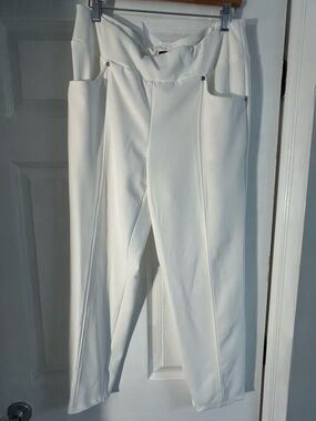 White Soho Straight-Leg High Waist Ponte Pants